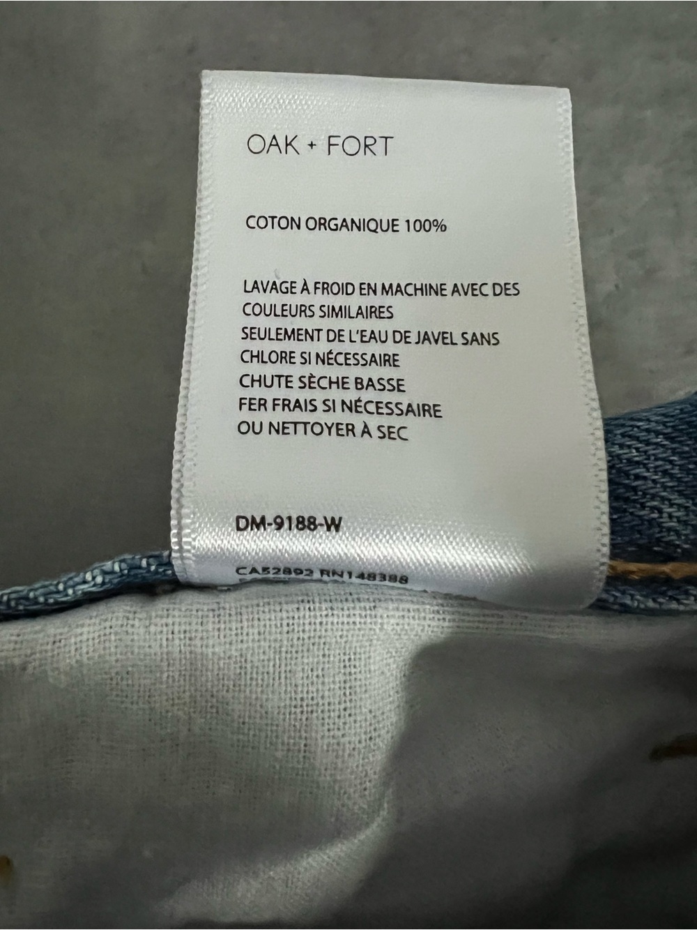 Oak + Fort Wide Leg Jeans Split Hem High Rise Organic Cotton Size 28 - Picture 7 of 8